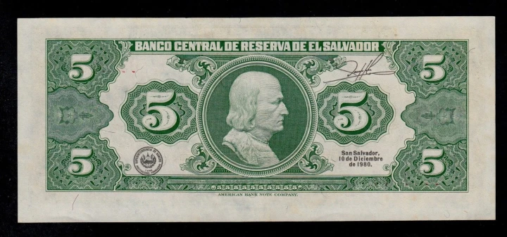 Salwador 5 colon 1980 P-132a
