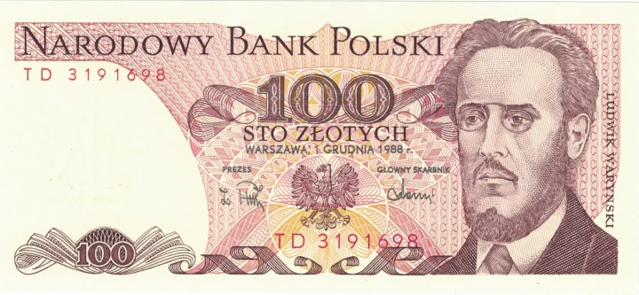 PRL 100 zł Ludwik Waryński 1988 P-143e.2 seria TD