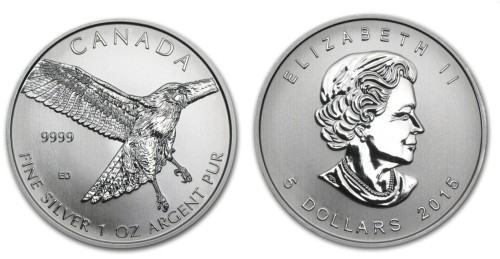 Kanada 5$ Myszołów rdzawosterny 1 OZ Ag.999 2015.jpg