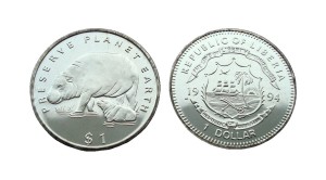 Liberia 1 $ Hipopotamy karłowate 1994