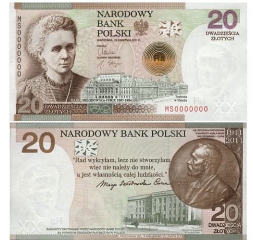 Banknot 20 zł Maria Skłodowska - Curie 2011