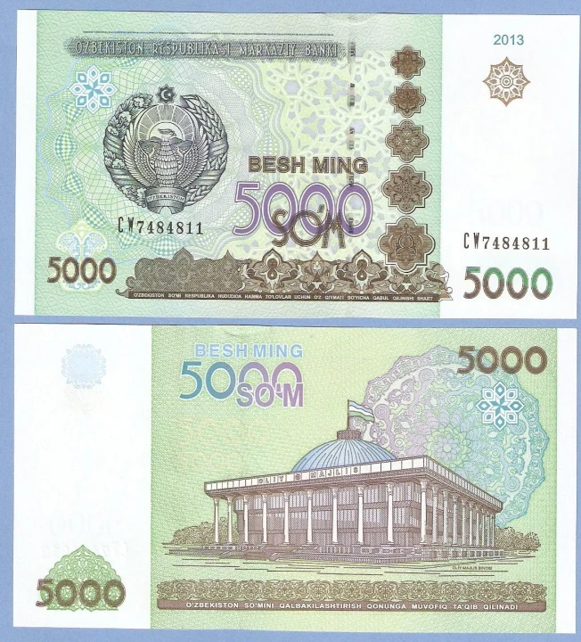 Uzbekistan 5000 sum Taszkient 2013 P-83