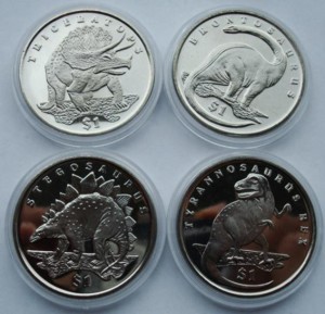 Sierra Leone 1 $ x4 Dinozaury 2006