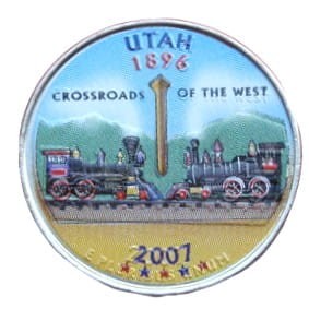 USA 25 c UTAH kolejka 2007 KOLOR