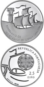 2,5 € Portugalia 100-lecie uniwersytetu w Lizbonie 2011