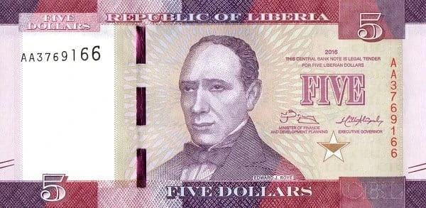 Liberia 5 dolarów Zbiory 2016 P-31a