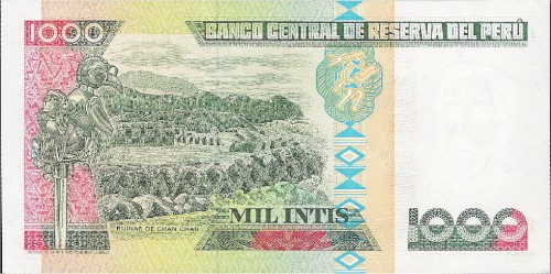 Peru 1000 intis Ruiny Chan Chan 1988 P-136b