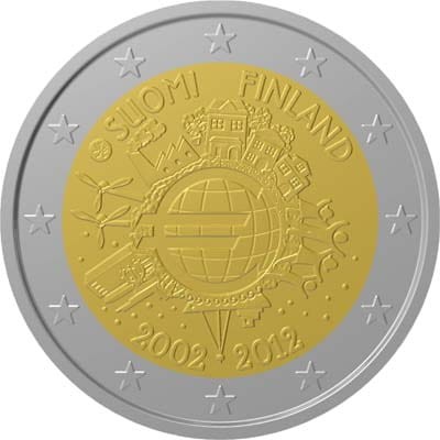 2 € Finlandia 10 lat euro w obiegu 2012