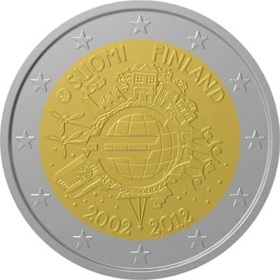 2 € Finlandia 10 lat euro w obiegu 2012