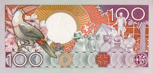 Surinam 100 guldenów Tukan 1986 P-133a.1