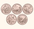 USA 25 c Parki narodowe x5 2019 platerowane złotem
