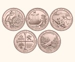 USA 25 c Parki narodowe x5 2019 platerowane złotem