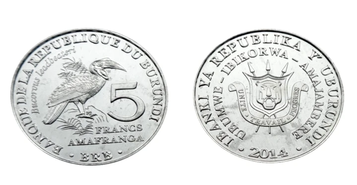 Burundi 5 franków Dzioboróg kafryjski 2014.jpg