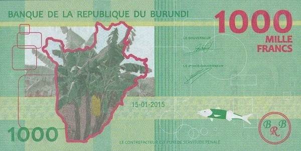 Burundi 1000 franków Krowy 2015 P-51a