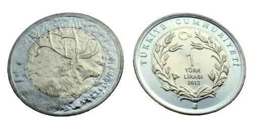 Turcja 1 lira Jeleń Kizil 2012