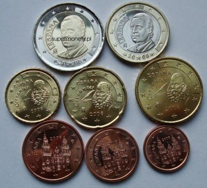 Euro set Hiszpania x8 zestaw menniczy 2008