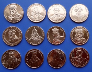 12 x Poczet Królów i Książąt polskich 1979-1989 platerowany złotem + album