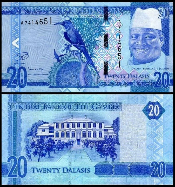 Gambia 20 Dalasi niebieski 2015 P-33a