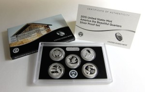 USA Proof set 5 x 25c Parki Narodowe 2015 "S" nr6 Ag