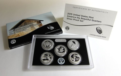 USA Proof set 5 x 25c Parki Narodowe 2015 S nr6 Ag