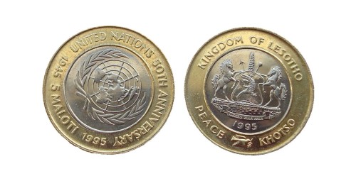 Lesotho 5 maloti 50 lat ONZ 1995
