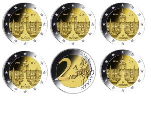 2 euro Niemcyx5 Saksonia Zwinger Drezno 2016 ADFGJ