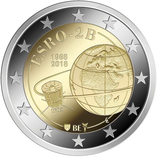 2 euro Belgia 50 lat ESRO-2B 1968- 2018