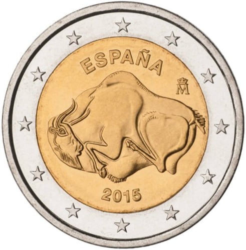 2 € Hiszpania Jaskinia Altamiry - Byk 2015