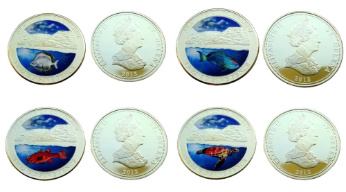 Wyspa Św. Heleny 25p życie morskie - komplet x 4 2013