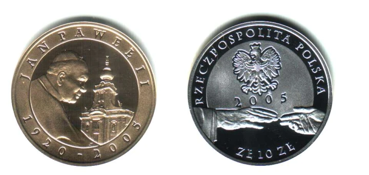 10 zł Jan Paweł II platerowany 2005