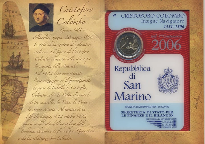 2 euro San Marino Krzysztof Kolumb 2006