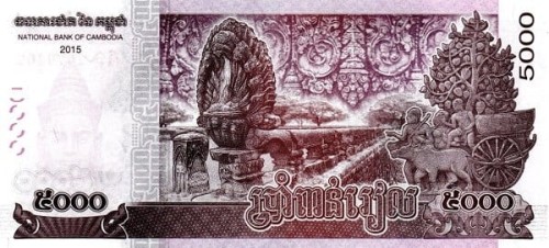 Kambodża 5000 riel Kamienne figury 2015 P-69a