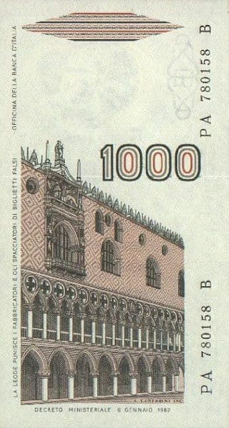 Włochy 1000 ITL Pałac 1982 P-109a