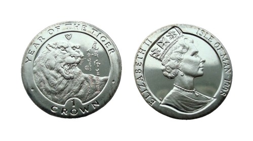 Wyspa Man 1 crown Kalendarz chiński - Rok tygrysa 1998