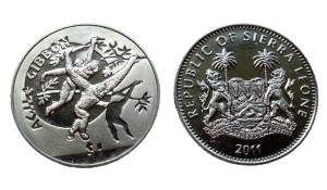 Sierra Leone 1$ Małpy - Gibon 2011