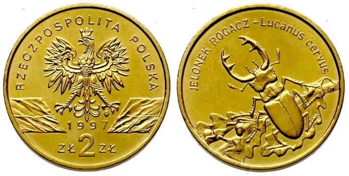 2 zł Jelonek Rogacz (łac. Lucanus cervus) 1997