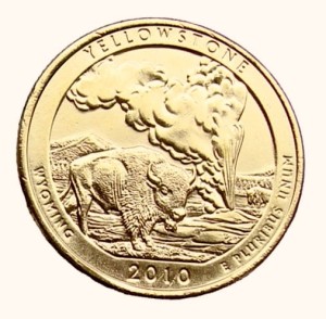 USA 25 c Park narodowy Yellowstone  nr 2 2010 24K Au