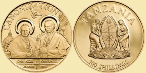 Tanzania 100 sch Jan Paweł II - kanonizacja 2014