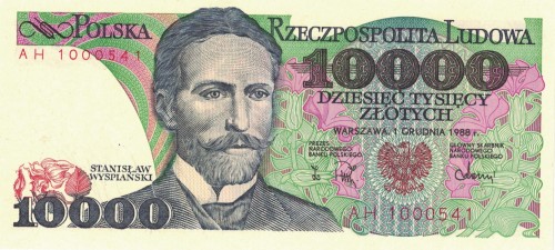 PRL 10 000 zł Stanisław Wyspiański 1988 P-151b seria AH