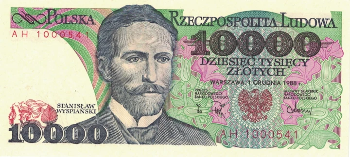 PRL 10 000 zł Stanisław Wyspiański 1988 P-151b seria AH