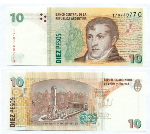  Argentyna 10 peso Manuel Belgrano 2015 P-354 seria Q